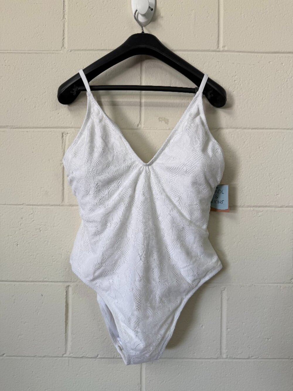 NWT Shade & Shore Cream White High Leg Cheeky Swimsuit